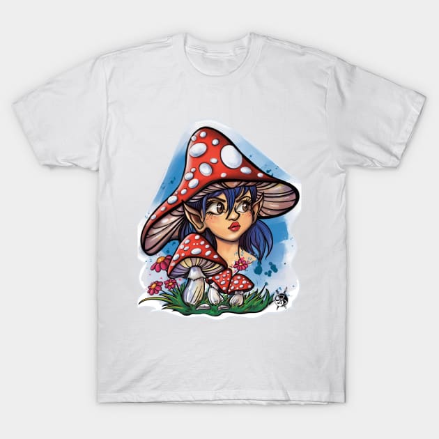 Cute mushroom fairy T-Shirt by Tsvetomira Yanakieva